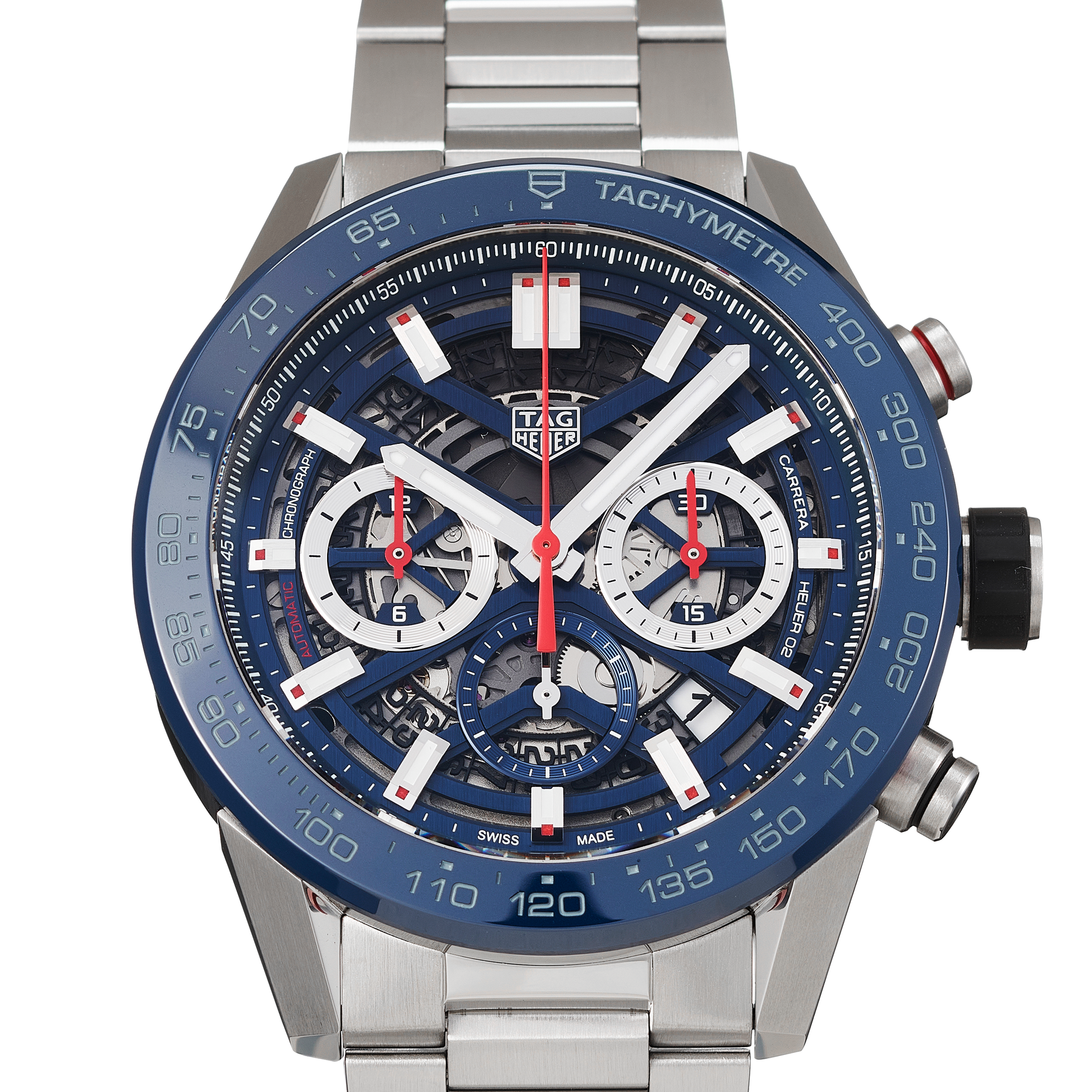 Tag Heuer Carrera Chronograph Blue Dial Silver Steel Strap Watch for Men - CBG2A11.BA0654