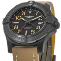 Breitling Avenger Automatic GMT 45 Black Dial Brown Nylon Strap Watch for Men - V32395101B1X1