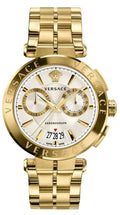 Versace V Racer Chronograph White Dial Gold Steel Strap Watch for Men - VBR060017