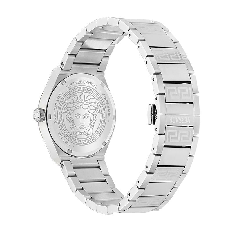 Versace V-Auria Quartz Turquoise Dial Silver Steel Strap Watch for Women - VE0F00225