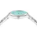 Versace V-Auria Quartz Turquoise Dial Silver Steel Strap Watch for Women - VE0F00225