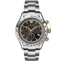 Versace Classic Chronograph Quartz Black Dial Silver Steel Strap Watch For Men - VEV700419