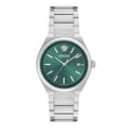 Versace V-Auria Quartz Green Dial Silver Steel Strap Watch for Men - VE0F00125