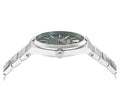 Versace V-Auria Quartz Green Dial Silver Steel Strap Watch for Men - VE0F00125