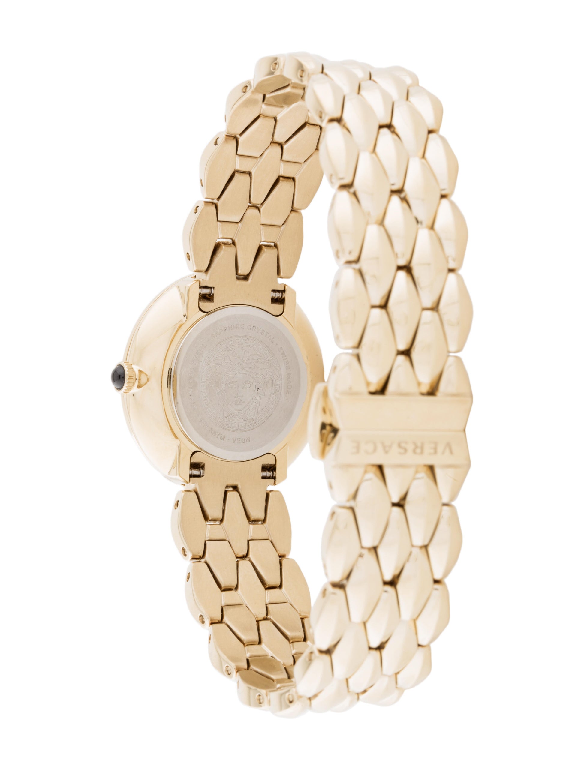 Versace V Flare Diamonds Silver Dial Gold Steel Strap Watch for Women - VEBN00918