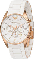 Emporio Armani Sportivo White Dial White Rubber Strap Watch For Men - AR5919