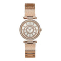 Guess Muse Quartz Silver Dial Rose Gold Steel Strap Watch For Women - W1008L3