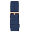 Guess Solar White Rose Gold Dial Blue Rubber Strap Watch For Women - W1135L3