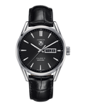 Tag Heuer Carrera Automatic 41mm Black Dial Black Leather Strap Watch for Men - WAR201A.FC6266