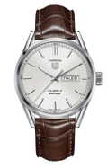 Tag Heuer Carrera Calibre 5 Automatic White Dial Brown Leather Strap Watch for Men - WAR201B.FC6291