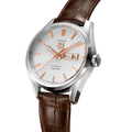 Tag Heuer Carrera Calibre 5 Automatic White Dial Brown Leather Strap Watch for Men - WAR201D.FC6291