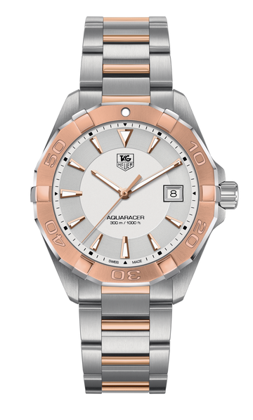 Tag Heuer Aquaracer Quartz White Dial Silver Strap Watch for Men - WAY1150.BD0911