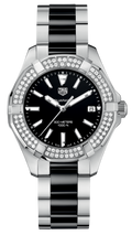 Tag Heuer Aquaracer Quartz Diamonds Black Dial Two Tone Steel Strap Watch for Men - WAY131E.BA0913