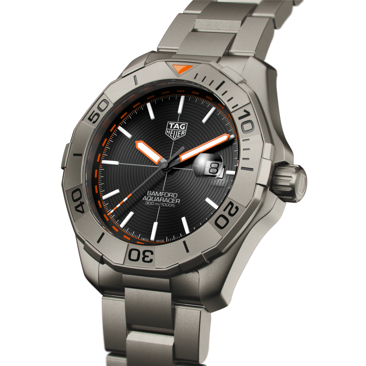 Tag Heuer Aquaracer Bamford Automatic Black Dial Grey Steel Strap Watch for Men - WAY208F.BF0638