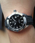 Tag Heuer Aquaracer Automatic Caliber 5 Black Dial Black Rubber Strap Watch for Men - WAY2110.FT8021