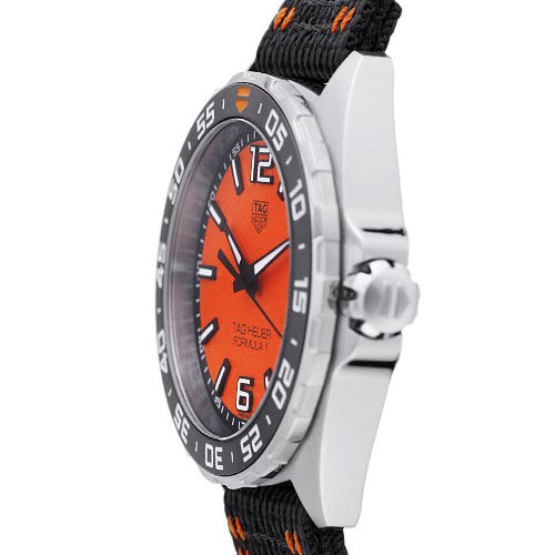 Tag Heuer Formula 1 Quartz Orange Dial Black Nylon Strap Watch for Men - WAZ101A.FC8305
