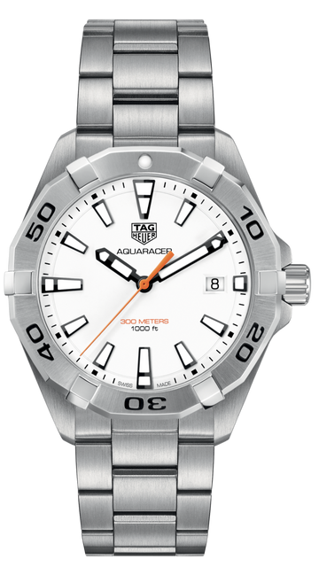 Tag Heuer Aquaracer Quartz White Dial Silver Steel Strap Watch for Men - WBD1111.BA0928