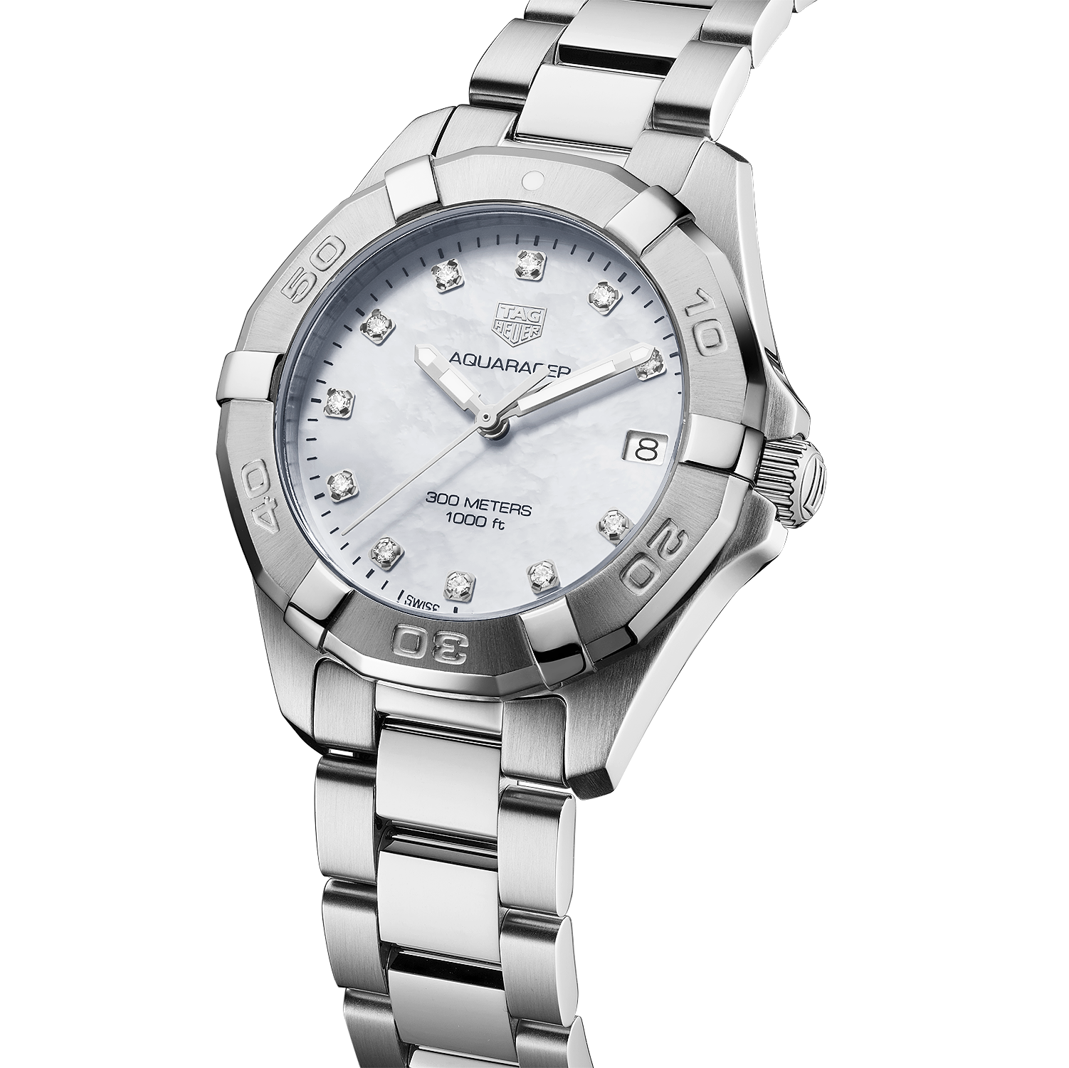 Tag Heuer Aquaracer White Mother of Pearl Dial Watch for Women - WBD1314.BA0740