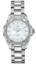 Tag Heuer Aquaracer Diamonds Mother of Pearl Dial Silver Steel Strap Watch for Women - WBD131B.BA0748