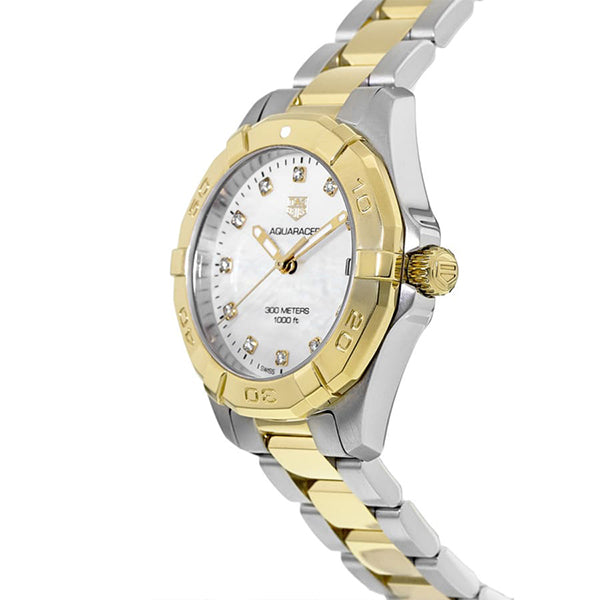 Tag Heuer Aquaracer White Mother of Pearl Dial Two Tone Steel Strap Watch for Women - WBD1322.BB0320