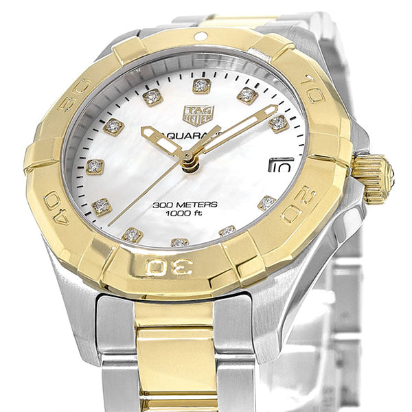 Tag Heuer Aquaracer White Mother of Pearl Dial Two Tone Steel Strap Watch for Women - WBD1322.BB0320