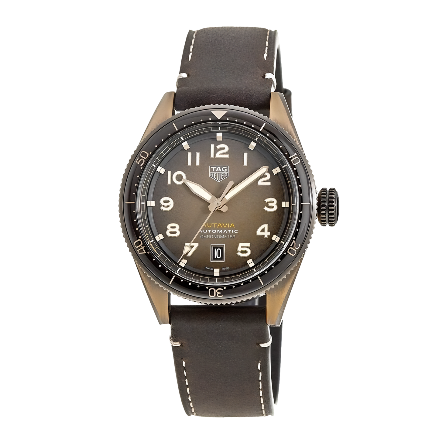 Tag Heuer Autavia Brown Dial Brown Leather Strap Watch for Men - WBE5191.FC8276