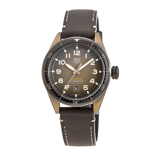 Tag Heuer Autavia Brown Dial Brown Leather Strap Watch for Men - WBE5191.FC8276