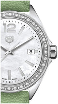 Tag Heuer Formula 1 Quartz Diamonds Mother of Pearl Dial Green Leather Strap Watch for Women - WBJ131A.FC8249