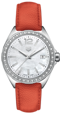 Tag Heuer Formula 1 Quartz Diamonds Mother of Pearl Dial Orange Leather Strap Watch for Women - WBJ131A.FC8250