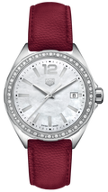Tag Heuer Formula 1 Quartz Mother of Pearl Dial Red Leather Strap Watch for Women - WBJ131A.FC8253
