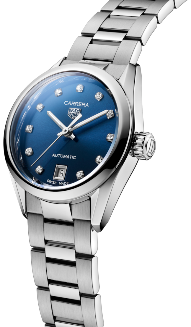 Tag Heuer Carrera Diamonds Blue Dial Silver Steel Strap Watch for Women - WBN2413.BA0621