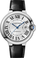 Cartier Ballon Bleu De Cartier Silver Dial Black Leather Strap Watch for Women - WSBB0028