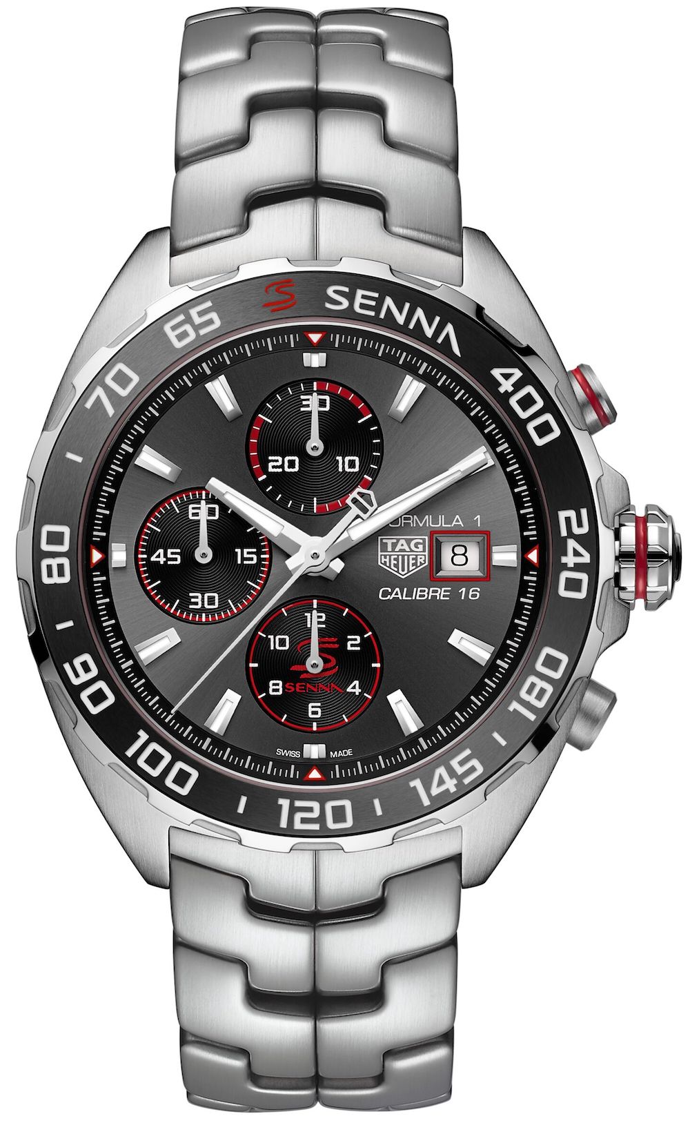 Tag Heuer Formula 1 Chronograph Senna Grey Dial Silver Steel Strap Watch for Men - CAZ201D.BA0633
