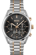 Hugo Boss Champion Chronograph Black Dial Two Tone Steel Strap Watch for Men - 1513819