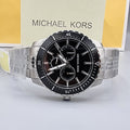 Michael Kors Cunningham Multifunction Black Dial Silver Steel Strap Watch For Men - MK7156