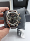 Hugo Boss Santiago Chronograph Grey Dial Brown Leather Strap Watch for Men - 1513861