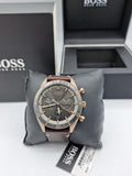 Hugo Boss Santiago Chronograph Grey Dial Brown Leather Strap Watch for Men - 1513861