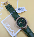 Michael Kors Parker Chronograph Green Dial Green Leather Strap Watch For Women - MK6985