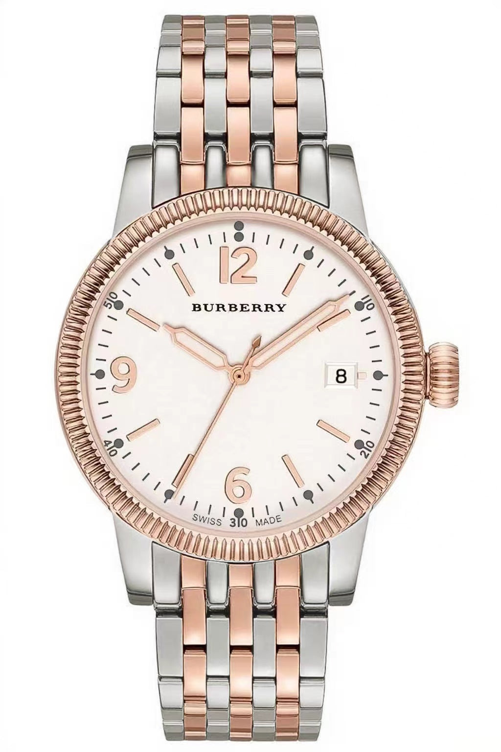 Burberry Analog White Dial Two Tone Steel Strap Watch for Women - BU7872