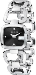 Gucci G Diamonds Black Dial Silver Steel Strap Watch For Women - YA125509