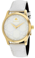 Gucci G Timeless Quartz White Dial White Leather Strap Watch For Women - YA1264033A