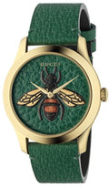 Gucci G Timeless Bee Green Dial Green Leather Strap Watch For Women - YA1264065