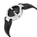 Gucci G Interlocking Black Dial Black Leather Strap Watch For Women - YA133501