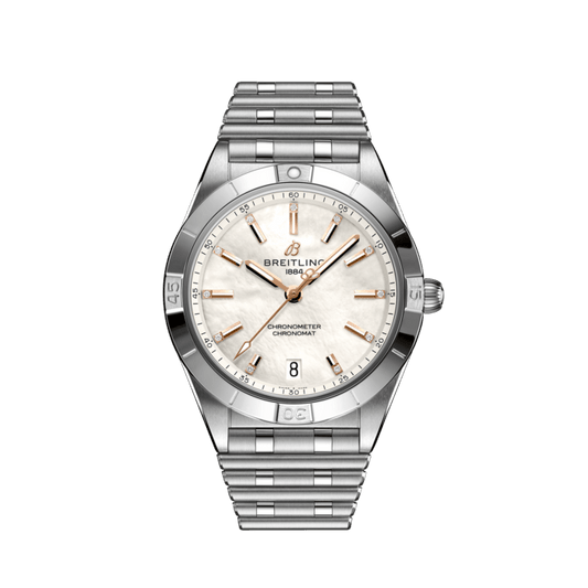 Breitling Chronomat 36 Mother of Pearl Dial Silver Steel Strap Watch for Women - A10380101A4A1