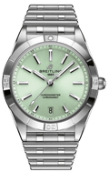 Breitling Chronomat Automatic 36 Green Dial Silver Steel Strap Watch for Women - A10380101L1A1