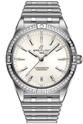 Breitling Chronomat Automatic 36 Diamonds White Dial Silver Steel Strap Watch for Women - A10380591A1A1