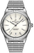 Breitling Chronomat Automatic 36 Diamonds White Dial Silver Steel Strap Watch for Women - A10380591A1A1
