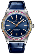 Breitling Chronomat Automatic 36 South Sea Blue Dial Blue Leather Strap Watch for Women - A10380611C1P1