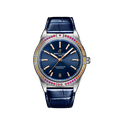 Breitling Chronomat Automatic 36 South Sea Blue Dial Blue Leather Strap Watch for Women - A10380611C1P1
