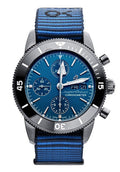 Breitling Superocean Heritage Chronograph 44 Outerknown Blue Dial Blue NATO Strap Watch for Men - M133132A1C1W1